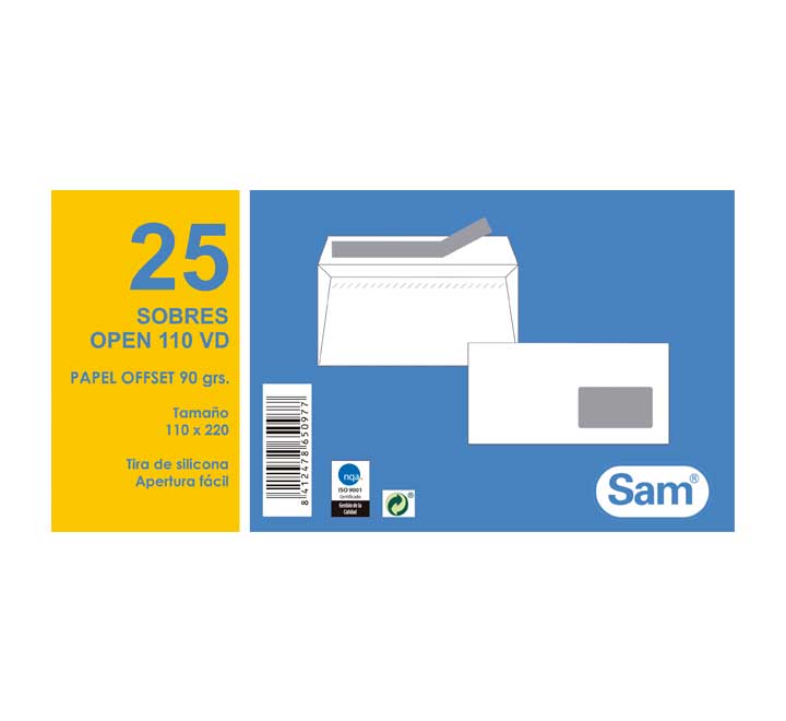 PAQ.25 SOBRES SAM 115X225 AUTODEX +V.DCHA BL.