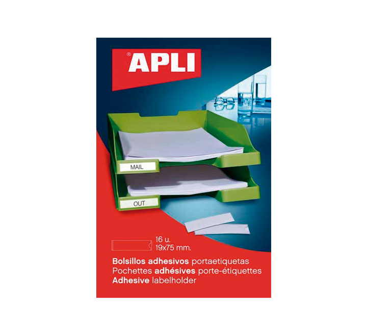 PACK 6 BOLSILLOS ETIQ. APLI ADH. TRANSP. 46X75MM