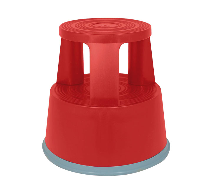 TABURETE PP 2 PELDAÑOS C/RUEDAS A-SERIES ROJO