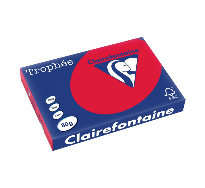 PAQ. 500H PAP. TROPHEE CLF INTENSO A3 80G GROSELLA