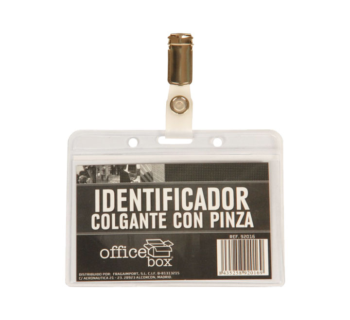 IDENT. APAISADO C/PINZA OFFICE BOX TRANSP. 92016 - Pack de 10 unidades