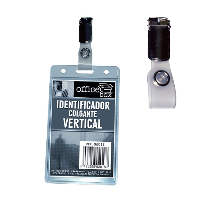 IDENT. VERTICAL C/PINZA OFFICE BOX TRANSP. 92019 - Pack de 10 unidades