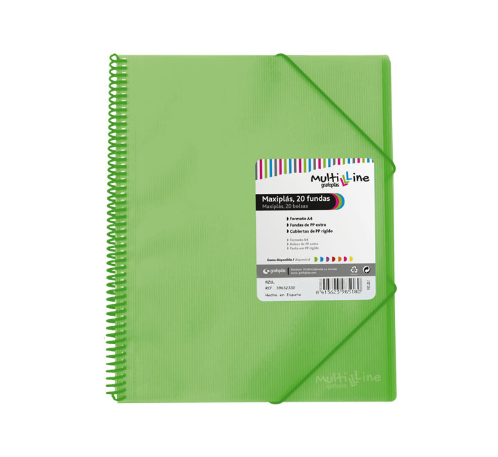 CARP. GRAFOPLAS 20 FUNDAS MAXIPLAS C/ESPIRAL VERDE