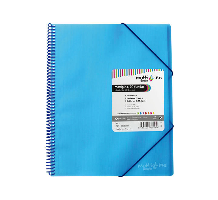 CARP. GRAFOPLAS 20 FUNDAS MAXIPLAS C/ESPIRAL AZUL