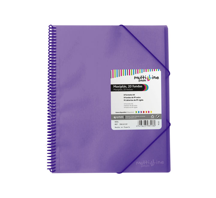 CARP. GRAFOPLAS 20 FUNDAS MAXIPLAS C/ESPIRAL LILA