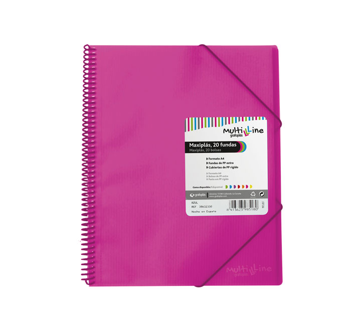 CARP. GRAFOPLAS 20 FUNDAS MAXIPLAS C/ESPIRAL ROSA