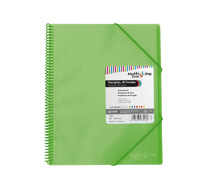 CARP. GRAFOPLAS 40 FUNDAS MAXIPLAS C/ESPIRAL VERDE
