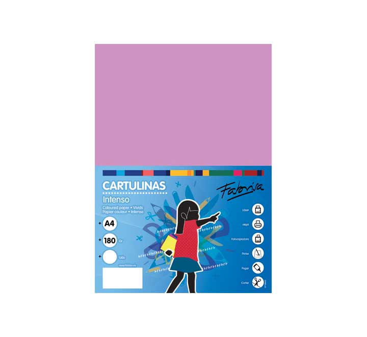 PAQ. 50H CARTULINA FABRISA 180GR A4 LILA