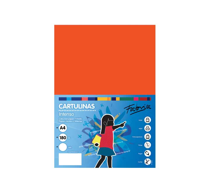 PAQ. 50H CARTULINA FABRISA 180GR A4 NARANJA