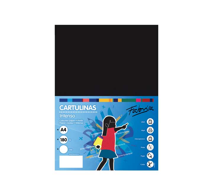 PAQ. 50H CARTULINA FABRISA 180GR A4 NEGRO