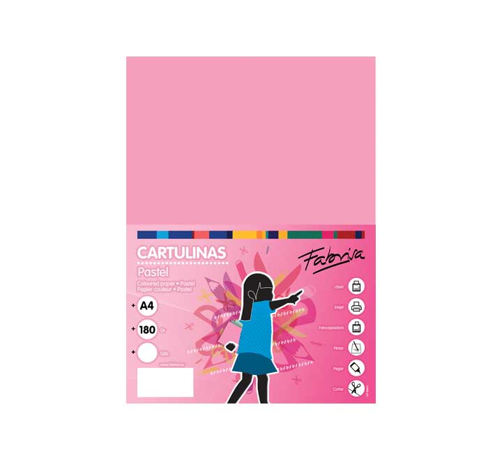 PAQ. 50H CARTULINA FABRISA 180GR A4 ROSA