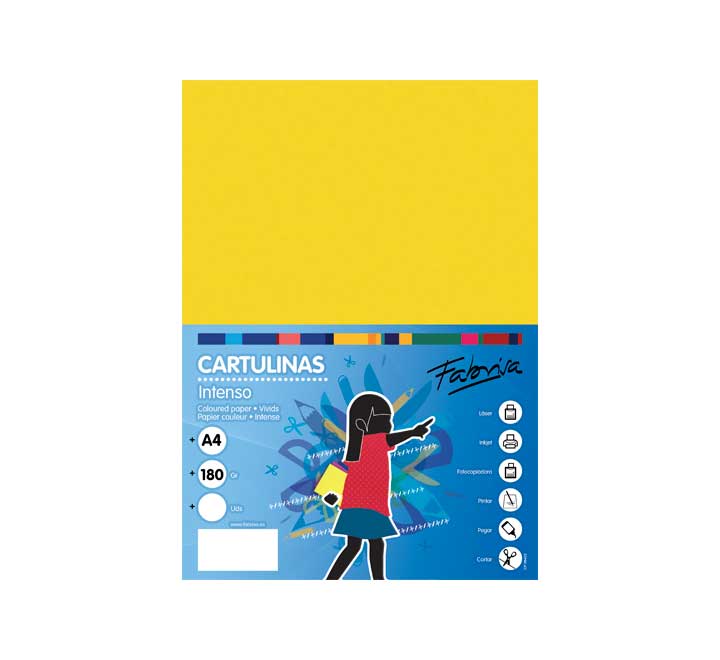 PAQ. 50H CARTULINA FABRISA 180GR A4 AMARILLO OSC