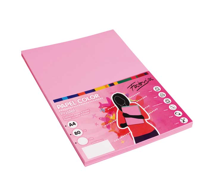 PAQ. 100H PAPEL FABRISA 80GR A4 ROSA