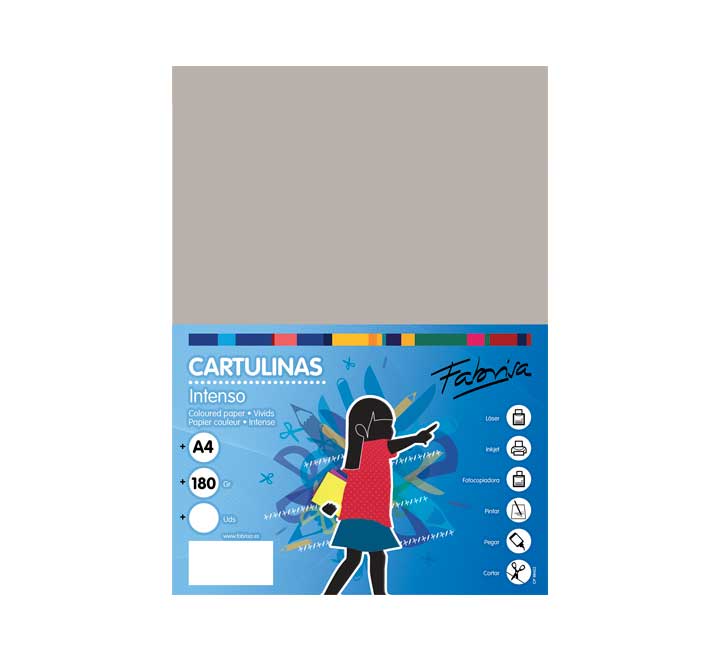 PAQ. 50H CARTULINA FABRISA 180GR A4 GRIS