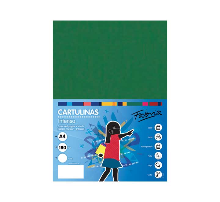 CARTULINA FABRISA 180GR A4 VERDE OSC