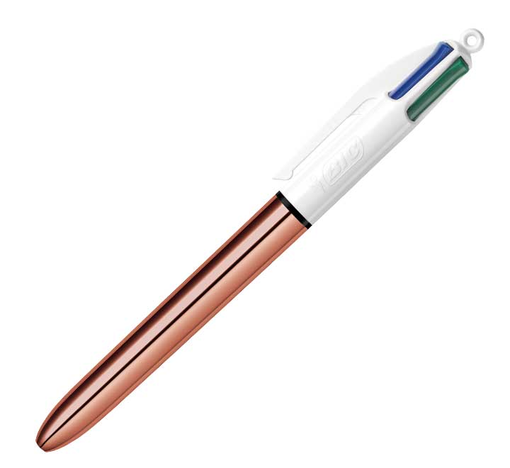 BOLÍGRAFO 4 COLORES CUERPO ORO ROSA BIC - 1 unidad - 951737