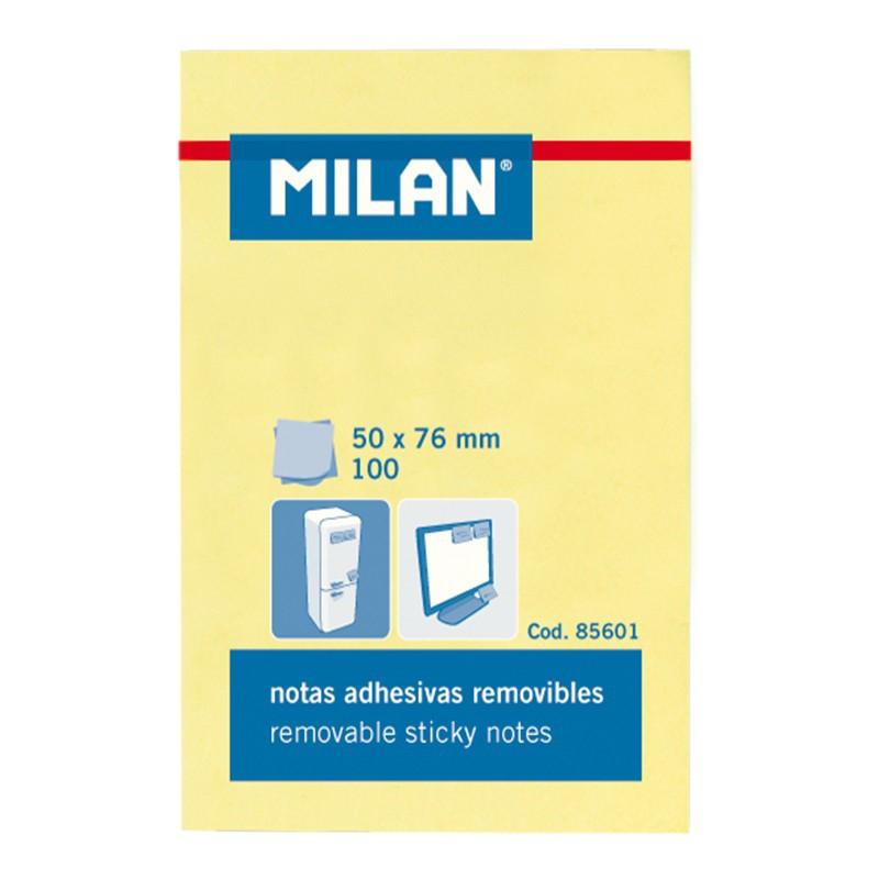 MILAN BLOC NOTAS ADHESIVAS 100 HOJAS 50X76MM AMARILLO -10U-