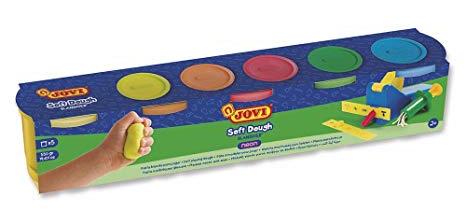 JOVI PLASTILINA SOFT DOUGH BLANDIVER 5 BOTES DE 110GR COLORES NEÓN EN ESTUCHE