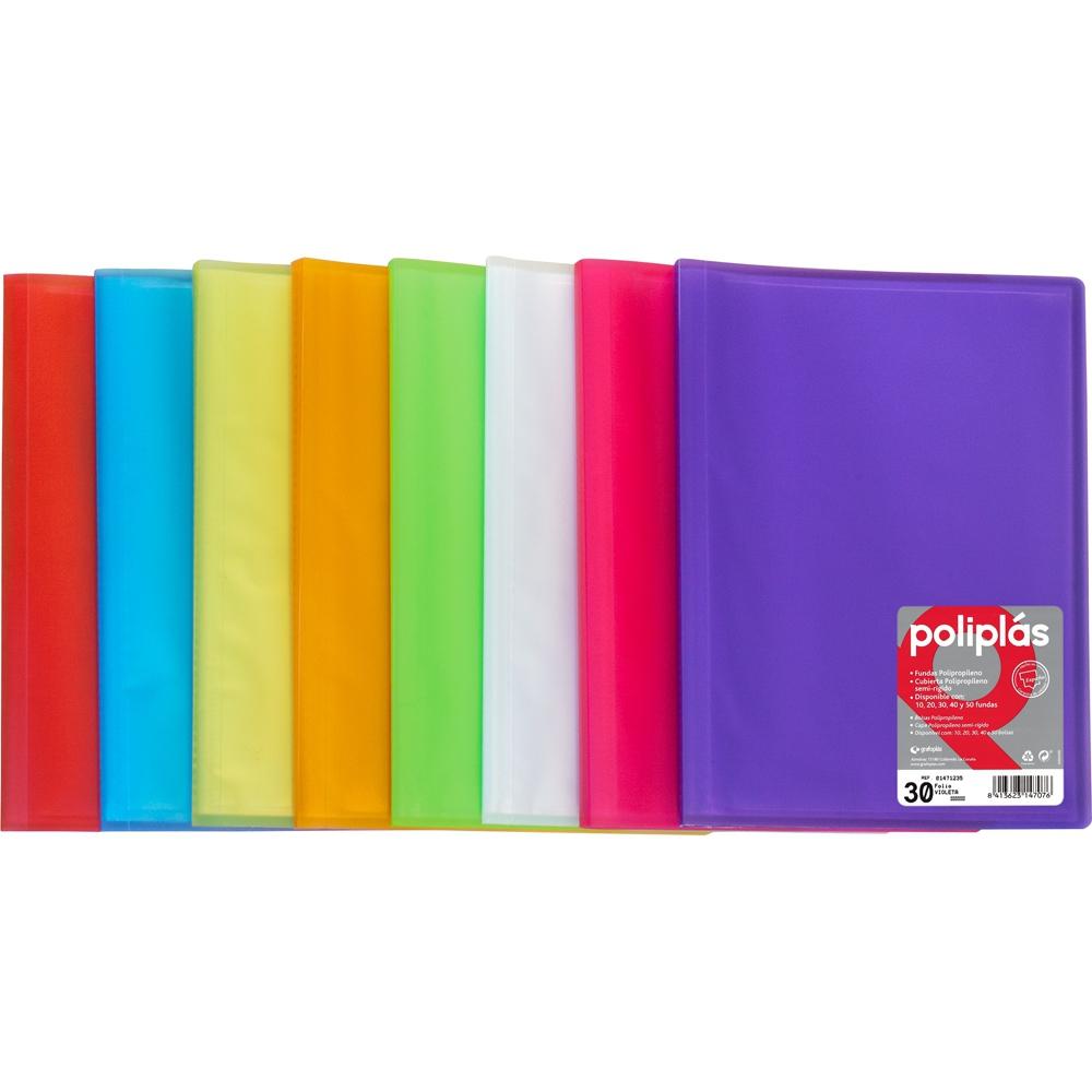 GRAFOPLÁS CARPETA POLIPLÁS DE POLIPROPILENO TRANSLÚCIDO CON 20 FUNDAS SOLDADAS FOLIO NATURAL