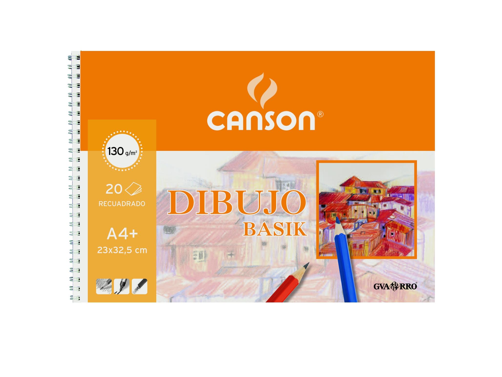 CANSON BLOC DIBUJO BASIK ESPIRAL MICROPERFORADO 20 HOJAS LISO 130 GR. 23X32,5CM -10U-