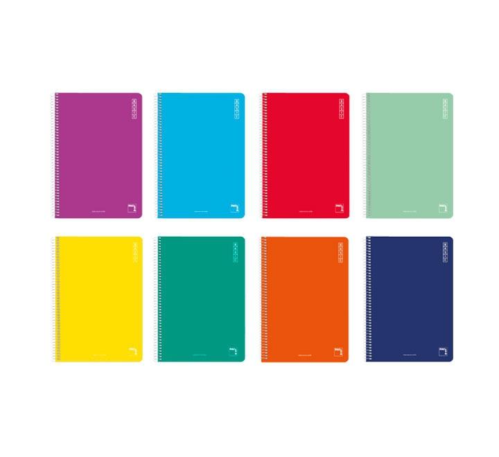 PACSA CUADERNO BASIC 80 HOJAS 1 LINEA TAPAS CARTÓN CUARTO 60GR COLORES SURTIDO -10U- - Color no elegible
