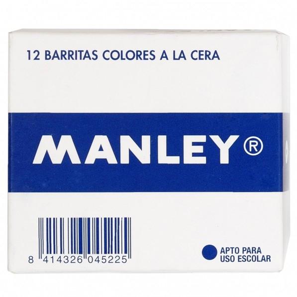 ESTUCHE 12 CERAS MANLEY MNC04599 AZUL TURQ.
