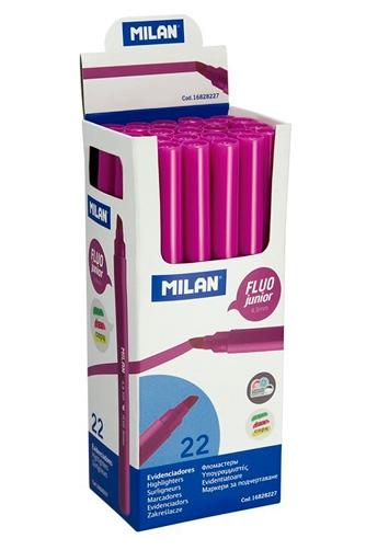 MILAN MARCADOR FLUORESCENTE JUNIOR ROSA PUNTA BISELADA CAJA -22U-
