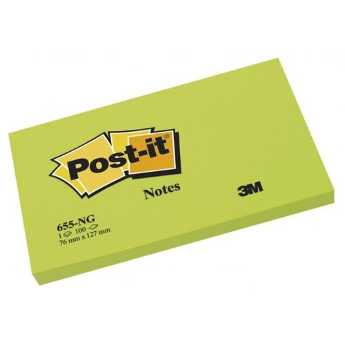 POST-IT BLOCS NOTAS 655 GAMA ENERGÍA VERDE NEÓN 76X127 -PACK 6-