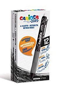 CARIOCA BOLÍGRAFO RETRÁCTIL OOPS BORRABLE MONOCOLOR NEGRO - CAJA DE 12