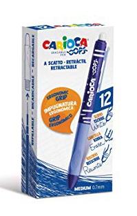 CARIOCA BOLÍGRAFO RETRÁCTIL OOPS BORRABLE MONOCOLOR AZUL - CAJA DE 12