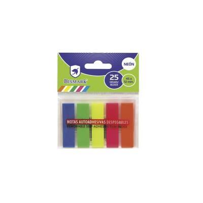 BISMARK TACO DE NOTAS ADHESIVAS COLORES NEON 5X25 HOJAS 45X12MM BLISTER