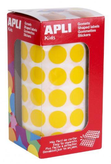 APLI GOMETS REDONDOS 15MM ROLLO AMARILLO -ROLLO 2832 UNIDADES-