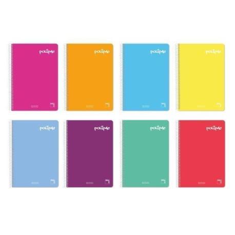 PACSA CUADERNO POLIPAC 80 HOJAS 1 LINEA TAPAS POLIPROPILENO FOLIO COLORES SURTIDO -5U- - Color no elegible