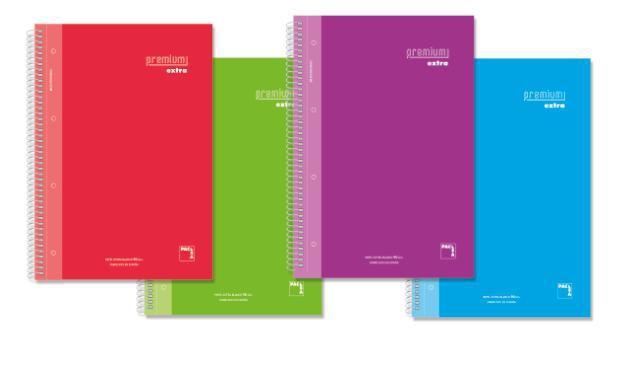 PACSA CUADERNO PREMIUM EXTRA 80H FOLIO 90GR 4X4MM C/M T/EXTRADURA PACK 4 UD C/SURTIDOS - Color no elegible
