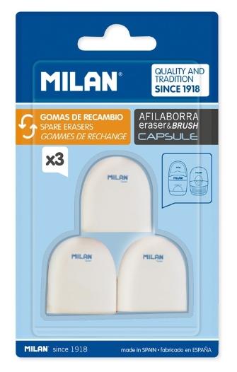 MILAN RECAMBIO DE GOMA AFILABORRA ERASER&BRUSH CAPSULE BLISTER -3U-
