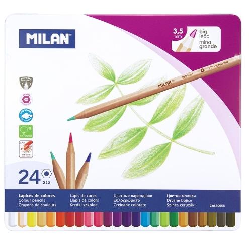 MILAN LÁPICES DE COLORES MINA GRUESA SURTIDOS CAJA METÁLICA -24U- - Color no elegible