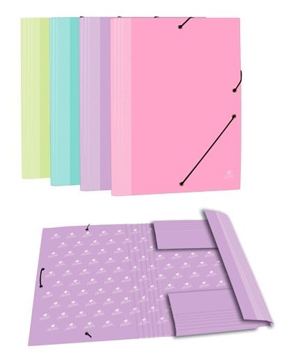 MARIOLA CARPETA CON GOMAS 3 SOLAPAS FOLIO CARTÓN FORRADO PLASTIFICADO MATE SURTIDOS PASTEL - Color no elegible