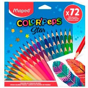 MAPED LÁPICES DE COLORES COLOR´PEPS STAR SURTIDOS EN ESTUCHE DE 72 - Pack de 12 unidades - 832072 - Color no elegible