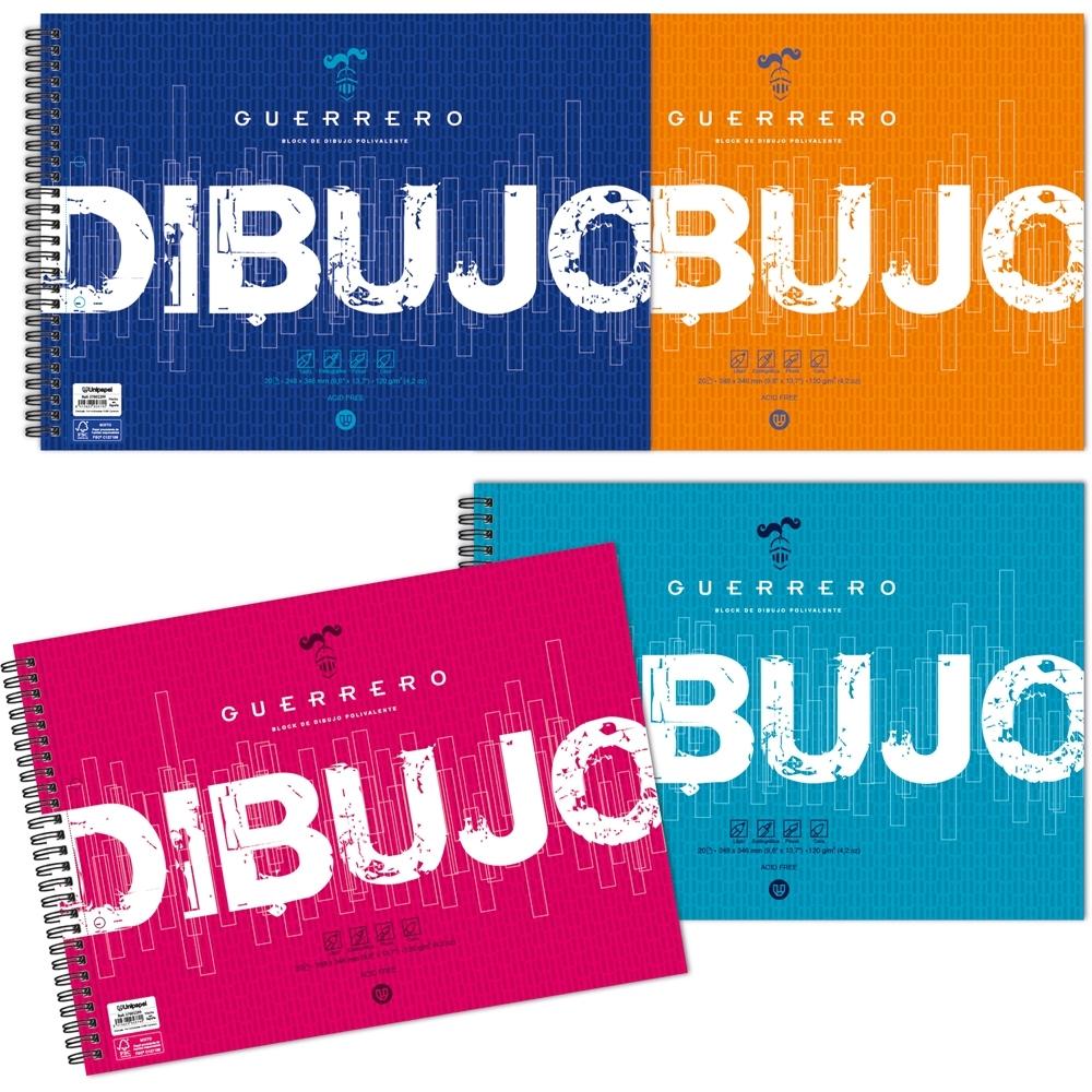 GUERRERO BLOCK DIBUJO ESPIRAL 20 HOJAS 120 GR CON RECUADRO FOLIO PROLONGADO 37002499 - Pack de 18 unidades