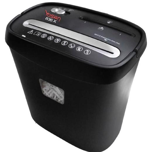 YOSAN DESTRUCTORA DE PAPEL 836X PARTÍCULAS 4X38 MM HASTA 8 HOJAS NEGRO