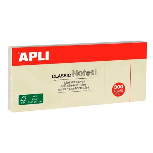 APLI NOTAS ADHESIVAS CLASICAS 40X50MM AMARILLAS 3 BLOCS DE 100H -10977 - Paquete 36 unidades