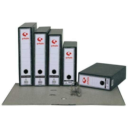 GRAFOPLÁS ARCHIVADOR PALANCA ECOCLASSIC 65MM FOLIO CARTÓN FORRADO JASPEADO GRIS PLOMO