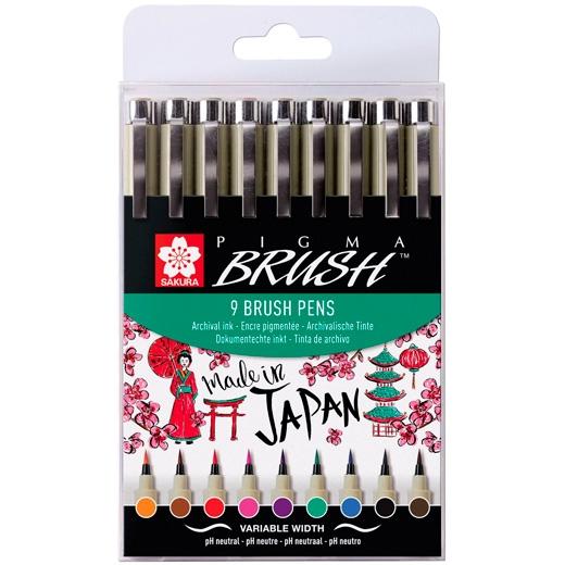 TALENS SAKURA ESTUCHE 9 ROTULADORES PUNTA PINCEL PIGMA BRUSH PENS COLORES SURTIDOS - Color no elegible