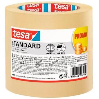 TESA CINTA DE ENMASCARAR STANDARD ADHESIVA PARA PINTOR 50MX50MM EN PACK DE 2