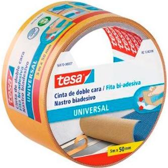 TESA CINTA ADHESIVA UNIVERSAL PERMANENTE DOBLE CARA 5MX50MM PARA MOQUETAS