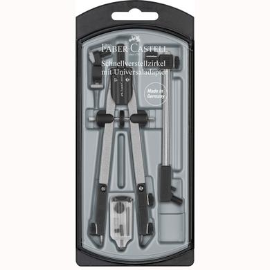 FABER CASTELL COMPÁS DE AJUSTE RÁPIDO ADAPTADOR UNIVERSAL ALARGADERA Y ACCESORIOS