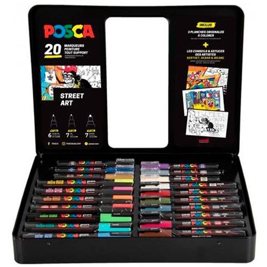 Maletín Metálico Uni-Ball Posca 20 Rotuladores Surtido