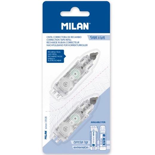 MILAN RECAMBIO CINTA CORRECTORA CILÍNDRICA Y EXTENSIÓN 5MMX6M -BLÍSTER 2U-