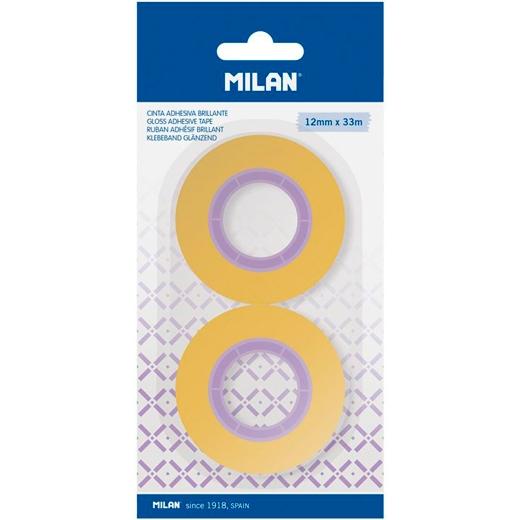 MILAN CINTA ADHESIVA ROLLO 12MMX33M BLÍSTER 2U AMARILLO TRANSPARENTE