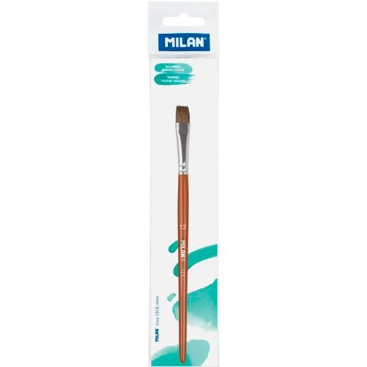 MILAN PINCEL ESCOLAR PLANO SERIE 121 Nº 12 EN BOLSITA C/COLGADOR MARRÓN
